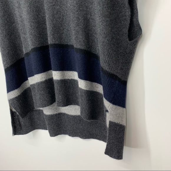 Oversized White & Warren 100% Cashmere Sweater Gray Navy Blue Multi Size XS/S - Picture 5 of 16